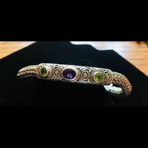 Sterling Silver Amethyst and Peridot Bracelet